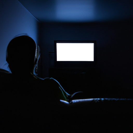 watching television in the dark on a sofa